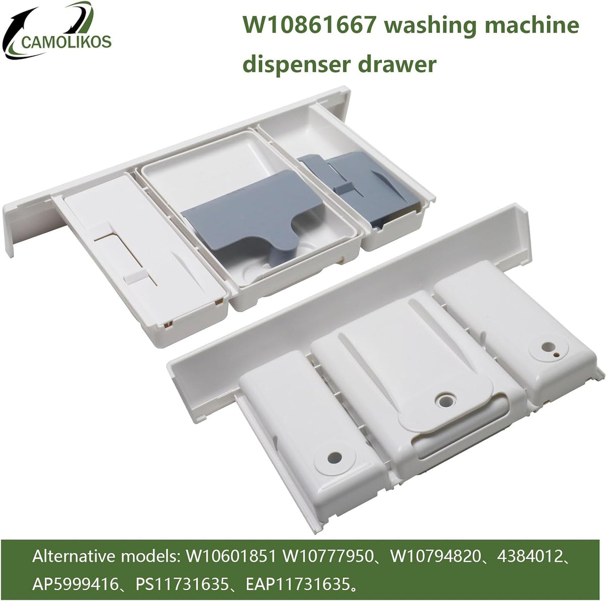 W10861667 Washer Dispenser Drawer W10794820 W10601851 Compatible with Whirlpool Maytag Replaces 4384012 AP5999416 PS11731635 EAP11731635