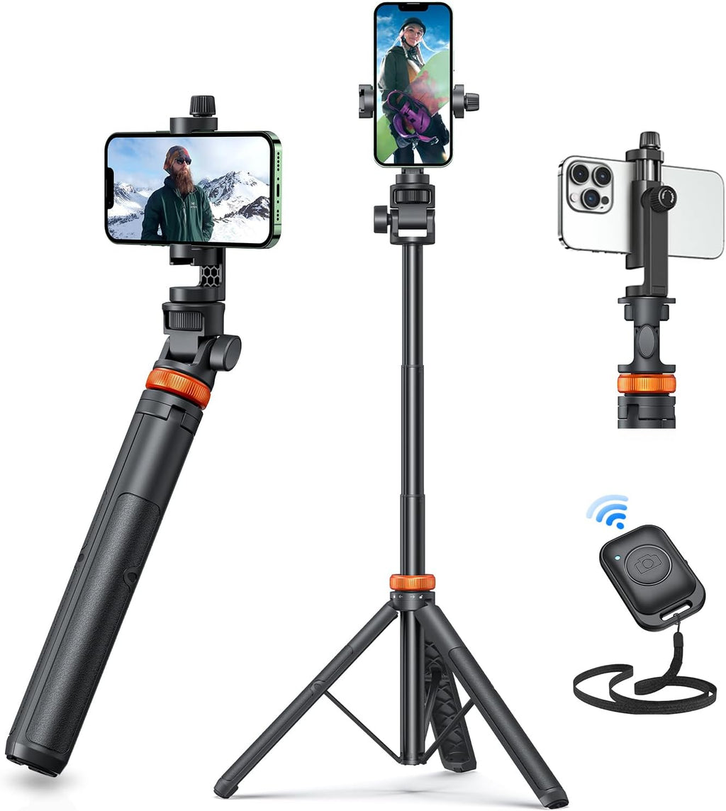 62" Phone Tripod, Tripod for iPhone & Selfie Stick with Remote | Extendable Cell Phone Stand & Ultimate Phone Holder