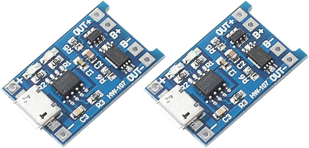 DEVMO 2pcs TP4056 Charging Module 5V Micro USB 1A 18650 Lithium Charging Board with Protection Charger Module with Dual Protection Function