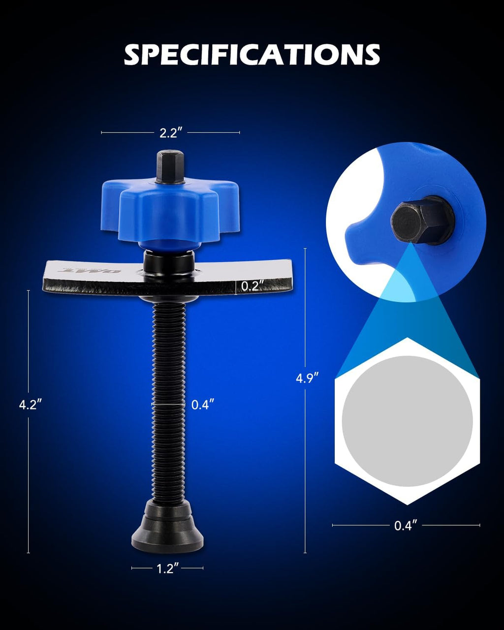 OMT Brake Pad Spreader and Piston Compressor Tool with Swivel Joint