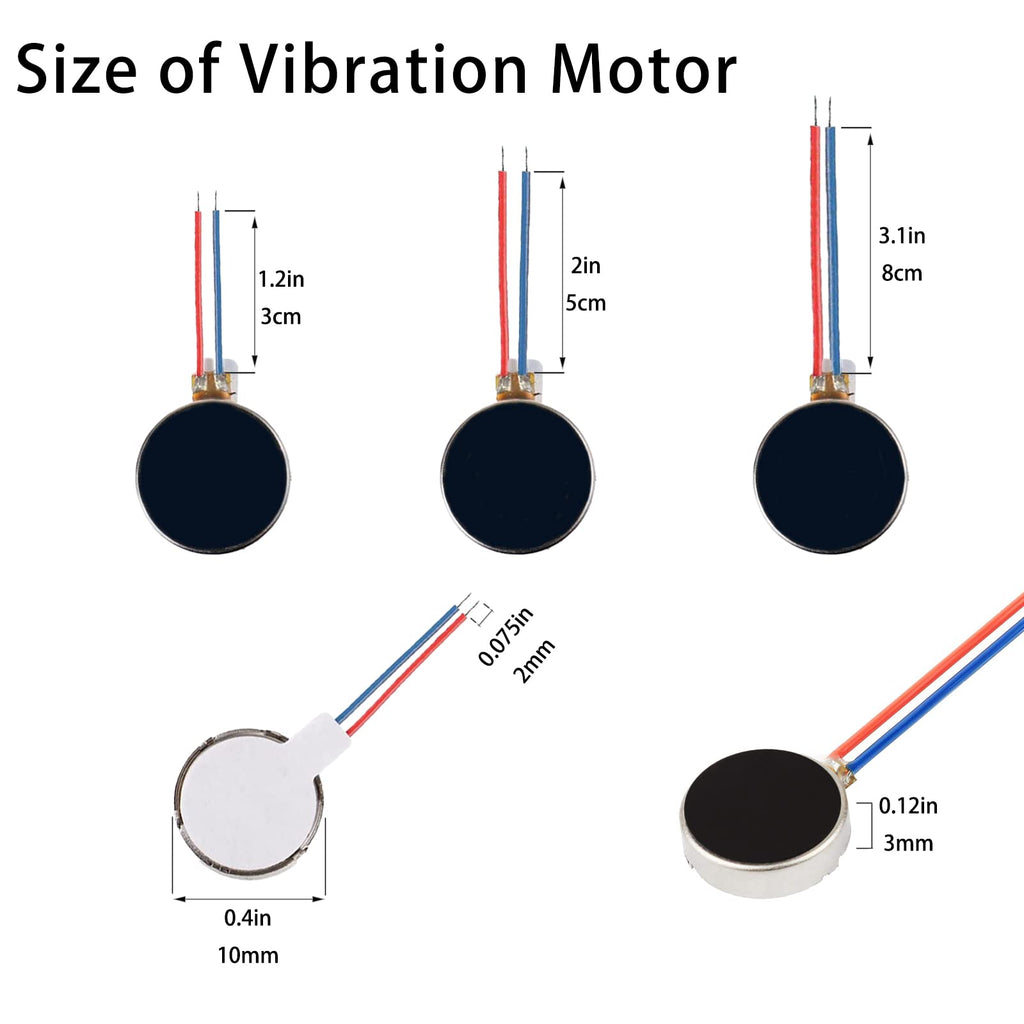 20PCS Vibration Motor DC3V 12000rpm Mini Vibration Motor Vibrating Motors for Projects Electronic Device Repair Single Board Computers Project Classroom Project Bristle Bots Cable 2in