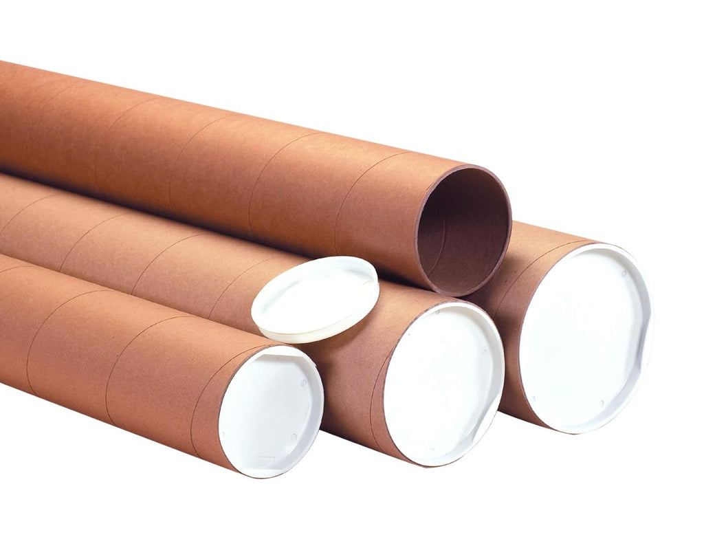 Mailing Tubes, 3" W x 24" H, 24-Pack - Heavy-Duty Round Corrugated Tubes for Mailing and Storage of Blueprints