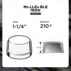 SUPPLY GIANT CNDQ0114 1-1/4" Black Malleable Iron Pipe Cap for 150 lb Applications with Female Thread, 1-1/4 in
