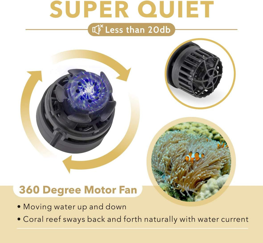 Mini Wave Maker Aquarium Magnetic DC Powerhead with LED Display Controller for Saltwater Tank, 1600 GPH Aquarium