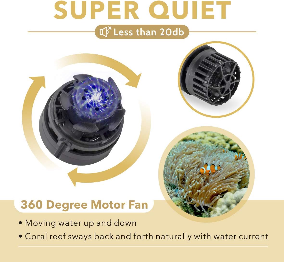 Mini Wave Maker Aquarium Magnetic DC Powerhead with LED Display Controller for Saltwater Tank, 1600 GPH Aquarium