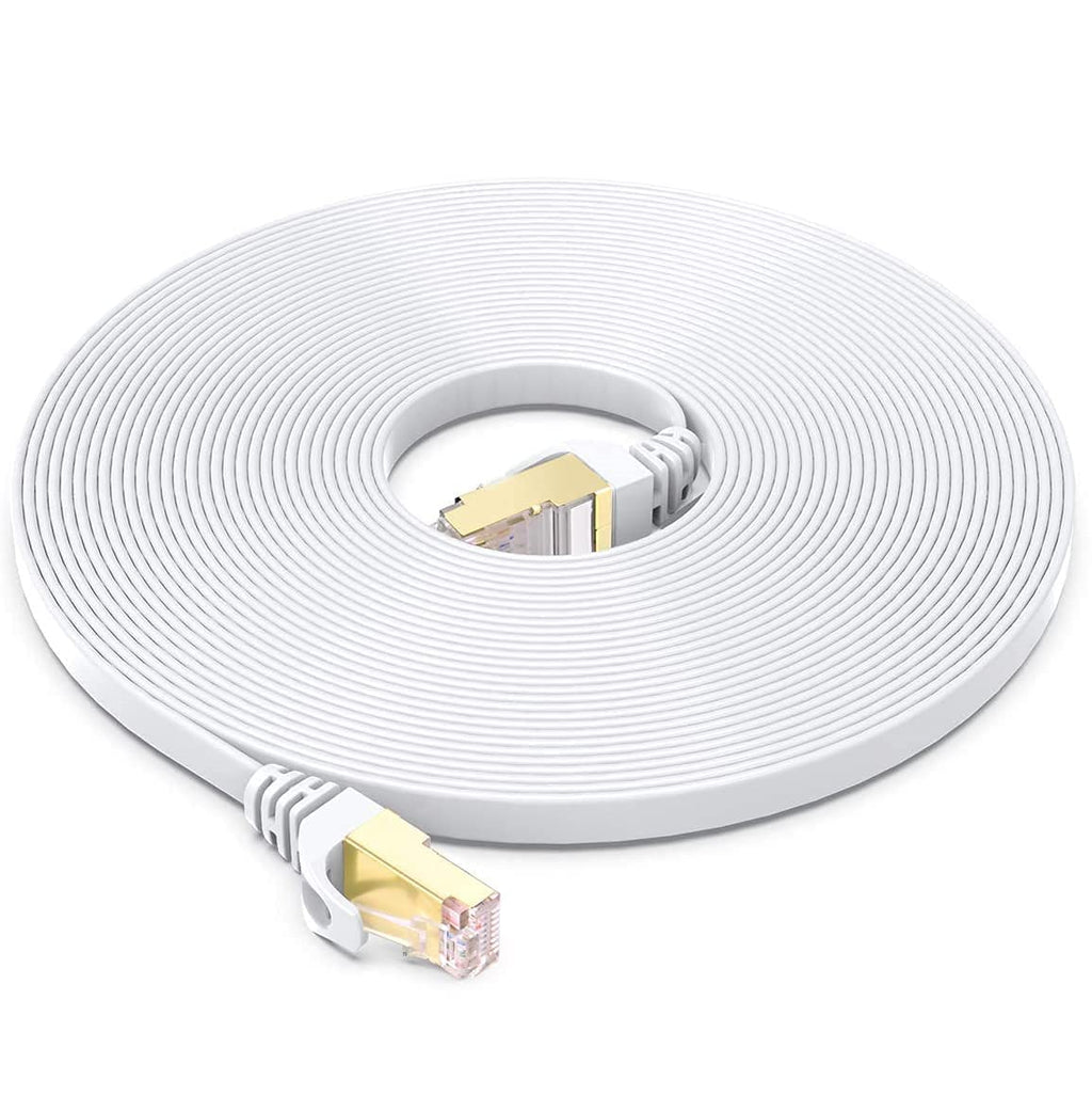 Cat 8 Ethernet Cable 50 FT, 40Gbps 2000Mhz High Speed Flat Cat8 Cable Patch Cord with Gold-Plated RJ45 Connector, LAN