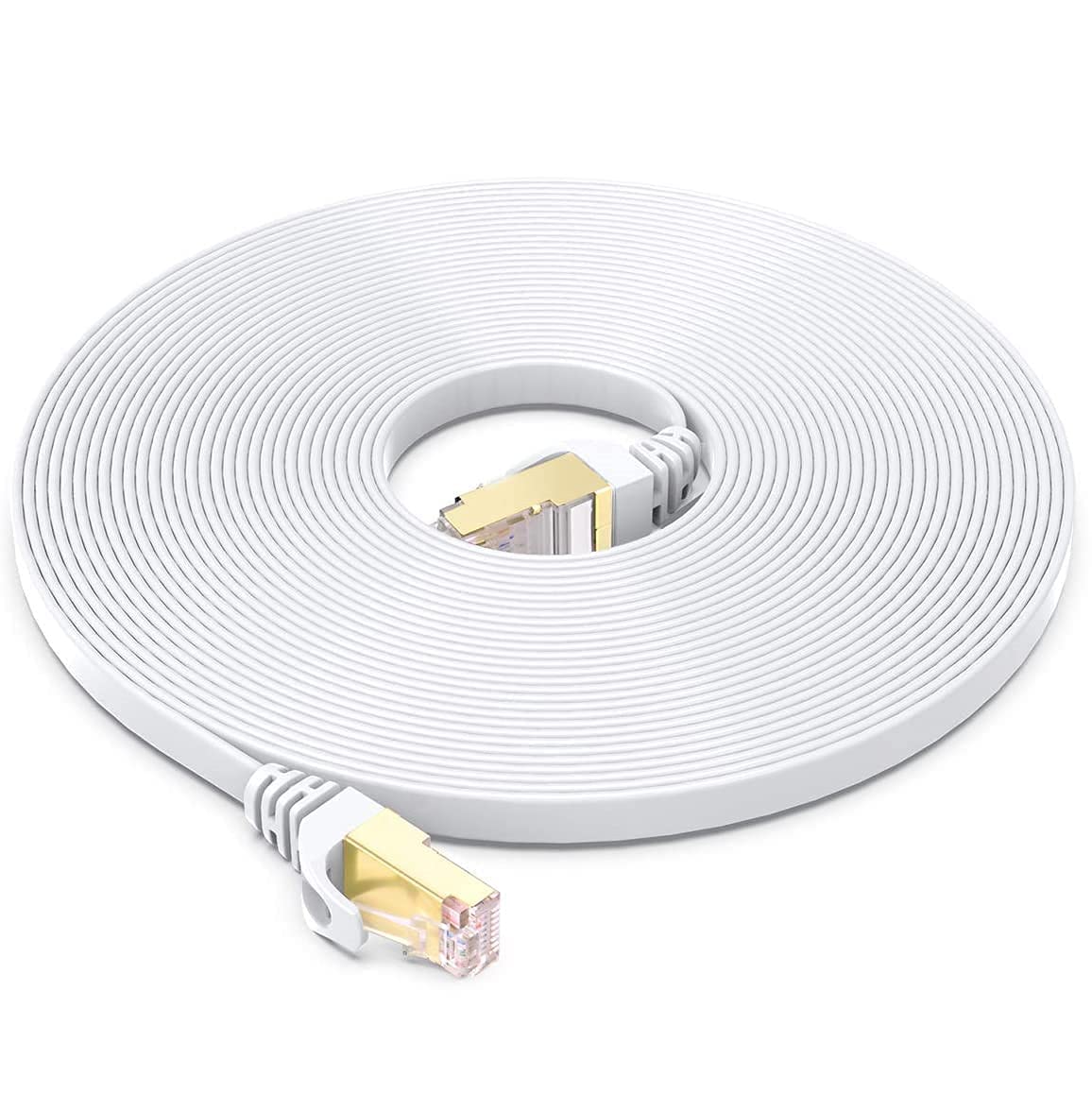 Cat 8 Ethernet Cable 50 FT, 40Gbps 2000Mhz High Speed Flat Cat8 Cable Patch Cord with Gold-Plated RJ45 Connector, LAN