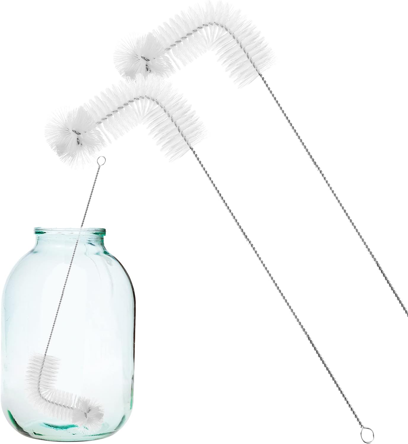 2-Pack 30 Inch Carboy Brush, Nylon & Steel, L-Shape, Clear, 76cm, Wine Making & Beer Brewing, Glass Carboy Cleaning