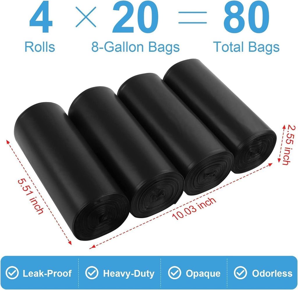 80 Portable Camping Toilet Bags, Biodegradable 8 Gallon Trash Garbage Bags | Portable Toilet Bag for 5-8 Gallon