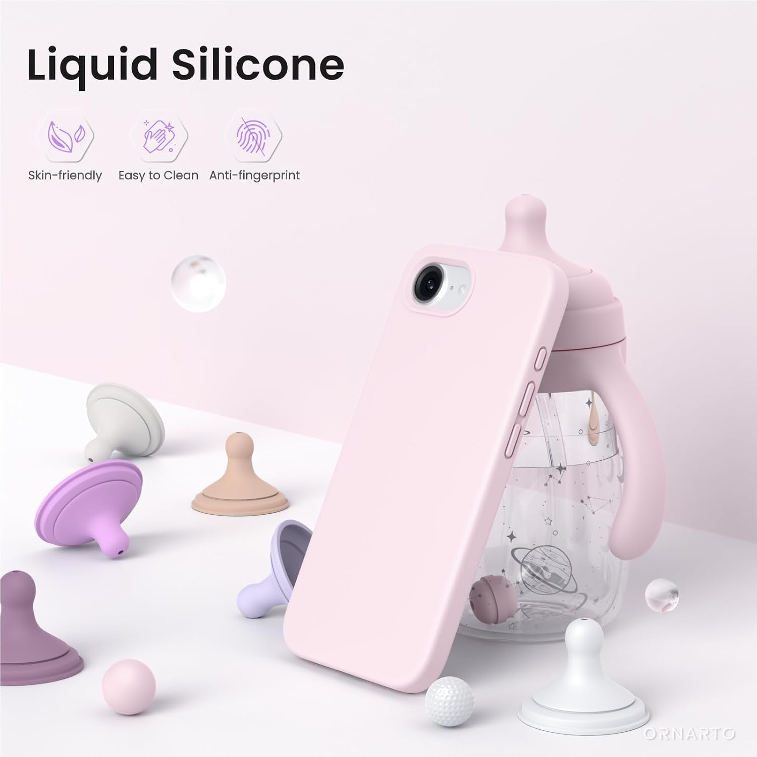 Compatible with iPhone 17e Case and for iPhone 16e Case 6.1", Liquid Silicone 3 Layers Full Covered Soft Gel Rubber
