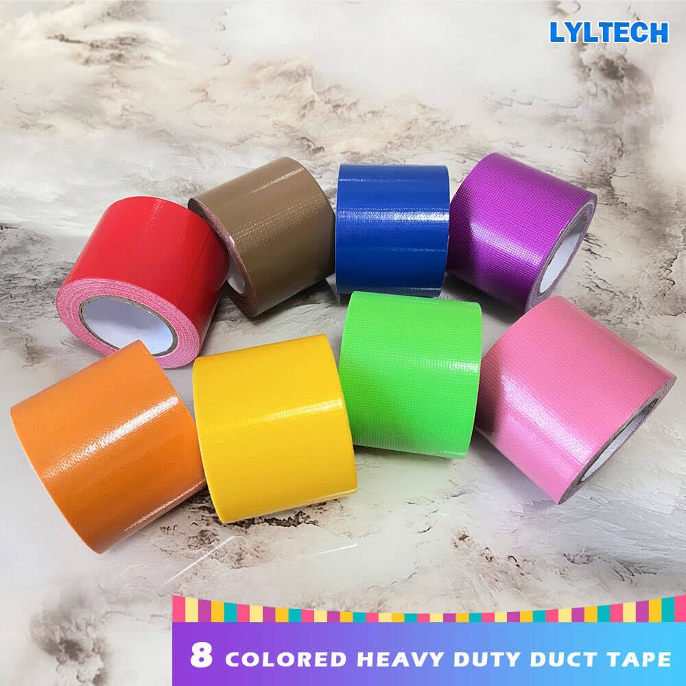 8-Pack Rainbow Colored Duct Tape 1.5inch x 22feet Heavy Duty
