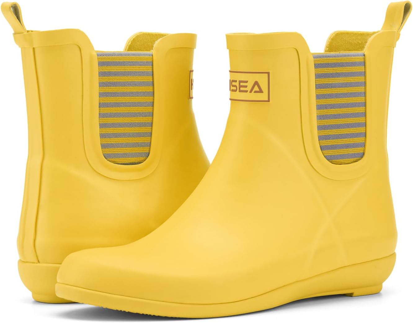 Rubber Rain Boots for Women, Slim Fit Waterproof Chelsea Rain Boots Short Ankle Garden Shoes, Wedge Heel