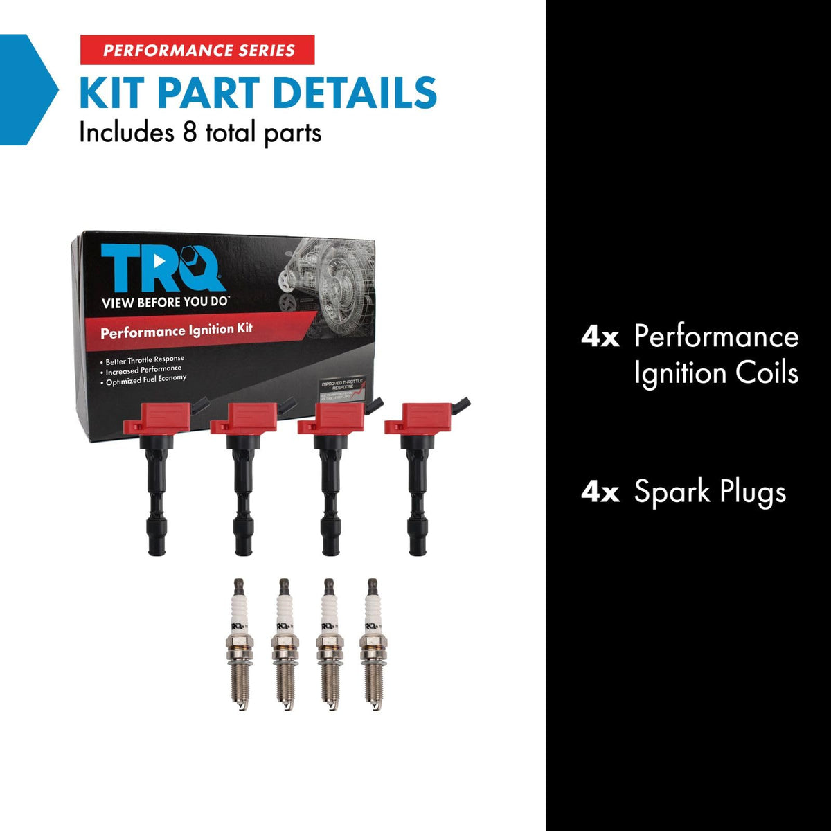 TRQ Performance Ignition Coil & Spark Plug Kit 8 Piece