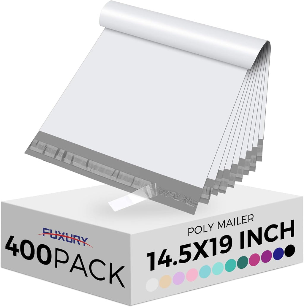 Poly Mailers 14.5x19" 400Pcs Bulk Shipping Bags for Clothing White