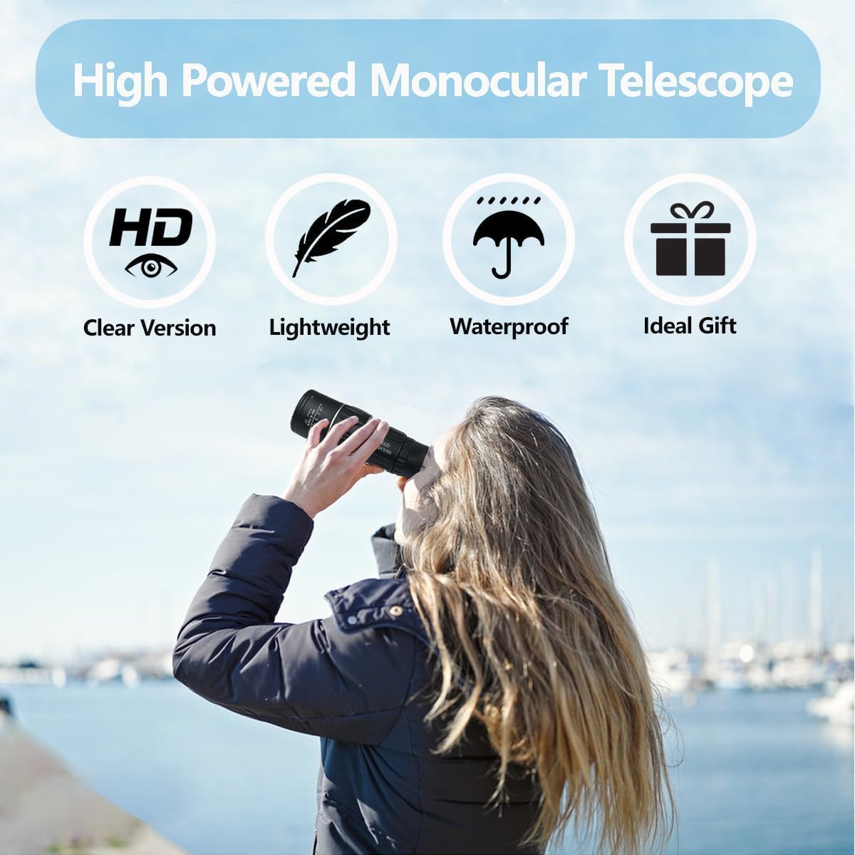 16x52 Adults High Power Monocular Telescope Compact Monocular Telescope Lightweight and Waterproof Design Suitable