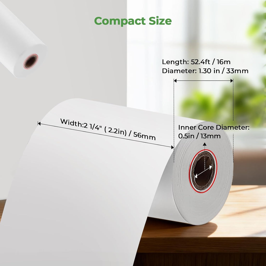 2 1/4" inch x 50'ft Thermal Paper (50 Rolls), BPA Free Receipt Paper, 58mm Thermal Receipt Papers Fits All 58mm