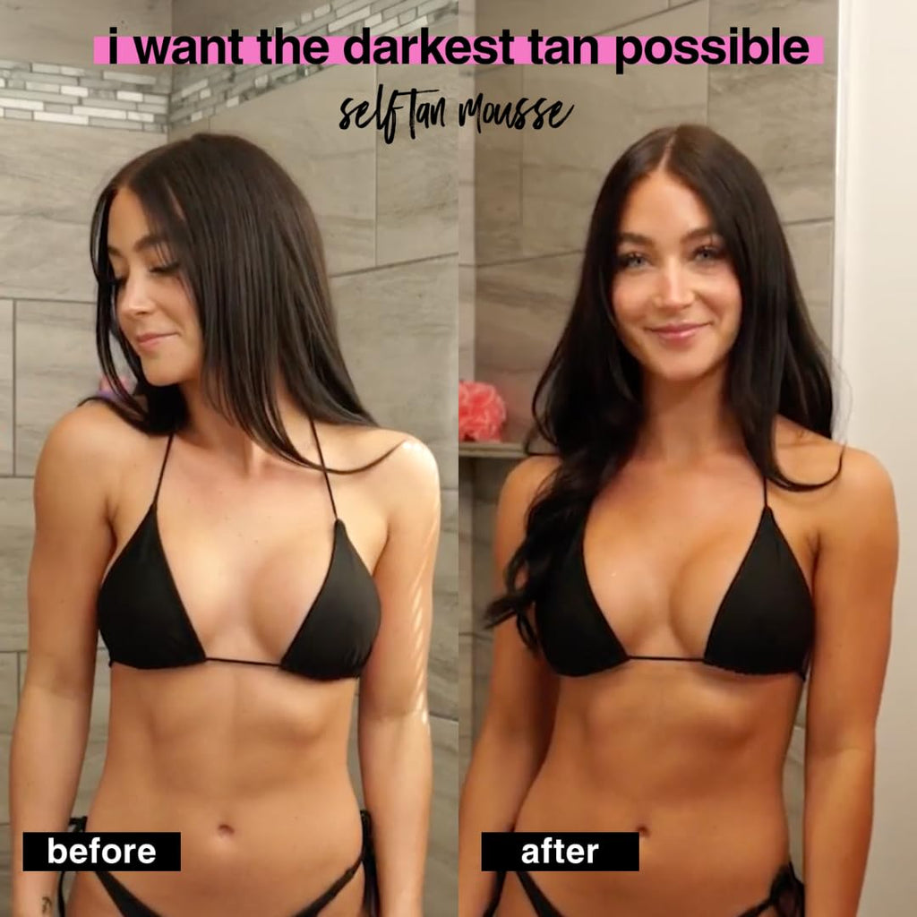 Ultra Dark Self Tanner Mousse | I Want The Darkest Tan Possible - Fast, 1 Hour Express Sunless Tanning Foam, Golden