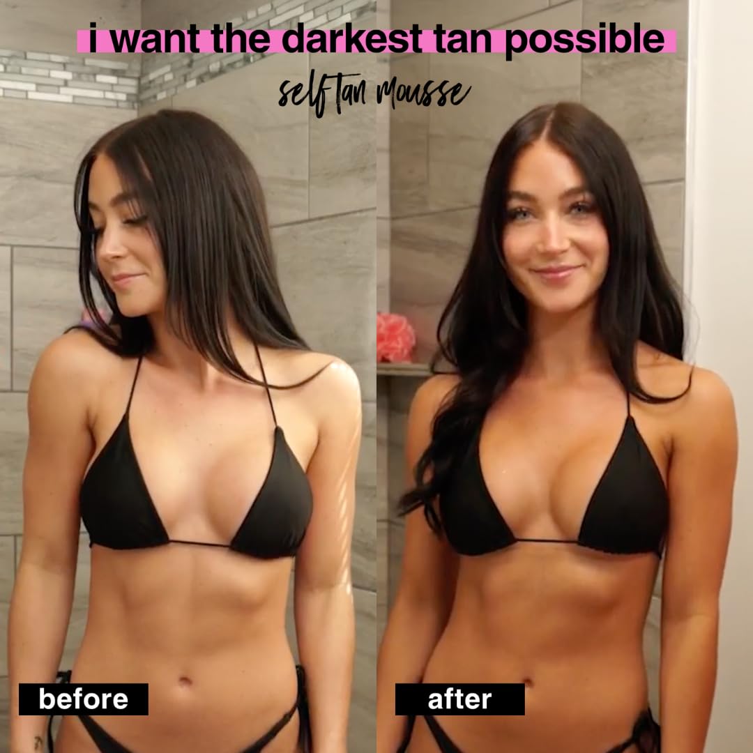Ultra Dark Self Tanner Mousse | I Want The Darkest Tan Possible - Fast, 1 Hour Express Sunless Tanning Foam, Golden