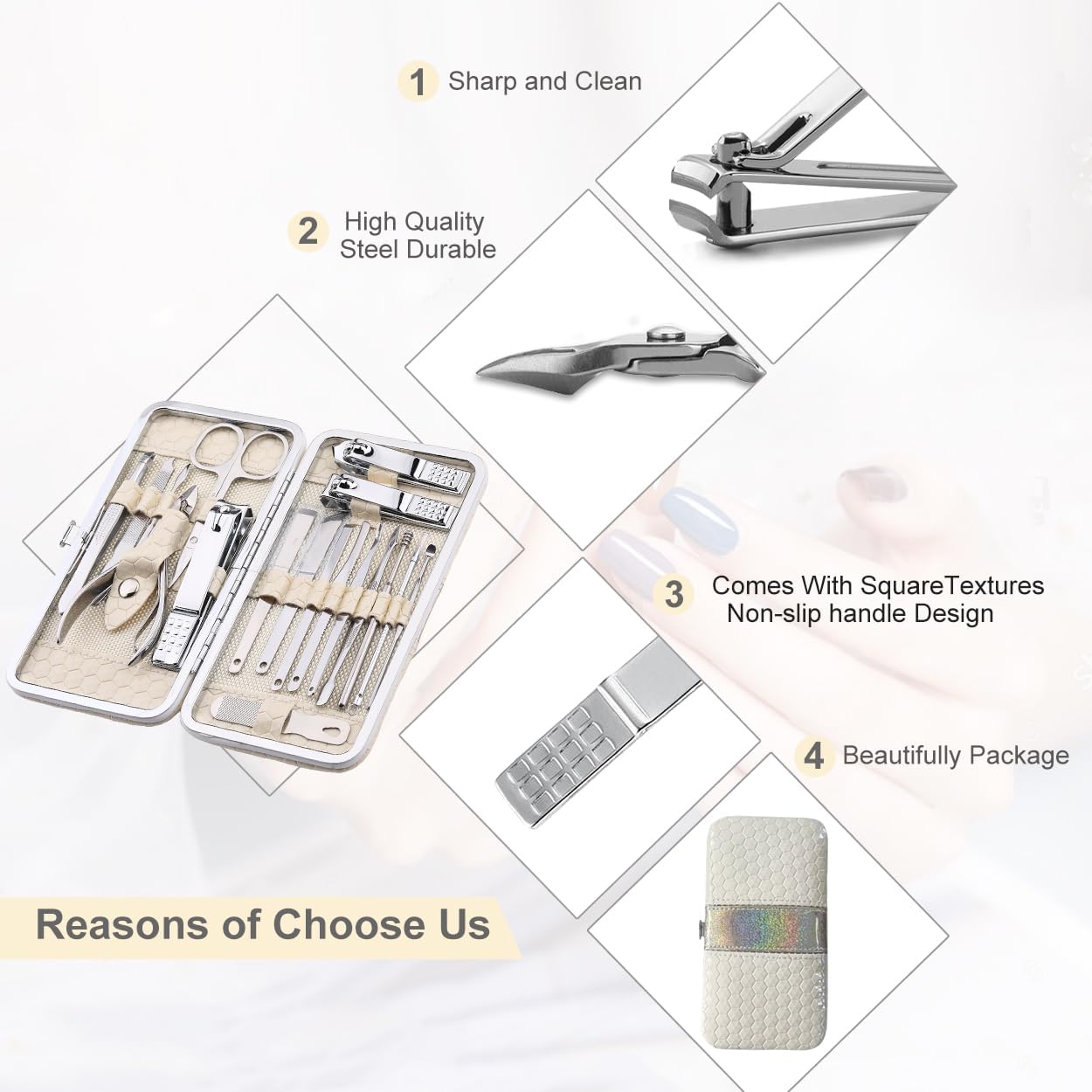 Nail Clippers Set for Men and Womens Gift Manicure Set 18 Pieces Stainless Steel Manicure Kit,Nail Care Tools with