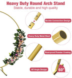 7 Ft Round Wedding Arch Stand with Metal Base, Gold