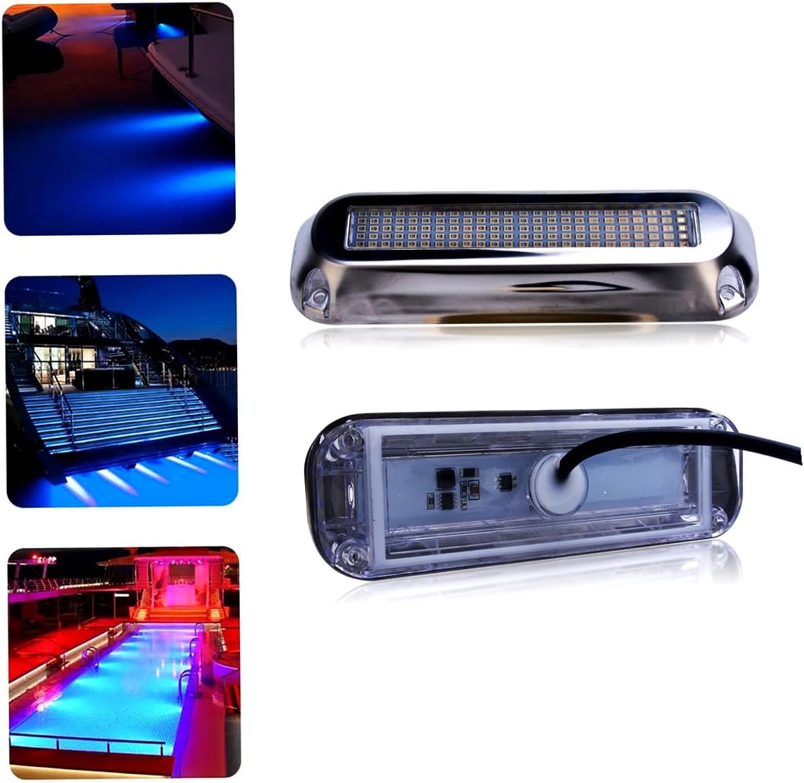120led Underwater Boat Lights,Blue DC10-30V IP68 Surface Mount 2 Pack