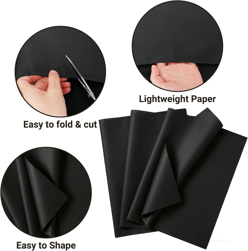 150 Sheets Black Tissue Paper Bulk 14x20 Inch