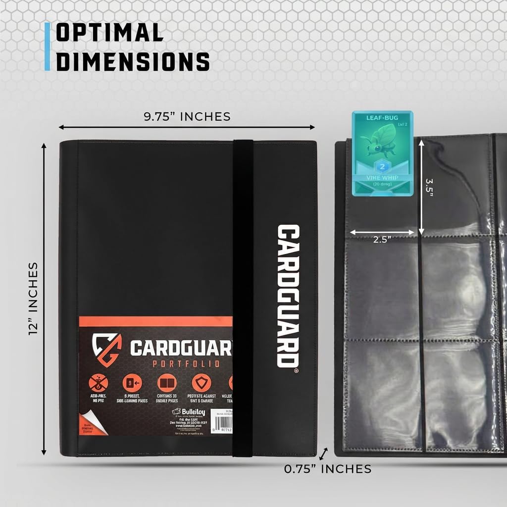 Trading Card Binder Pro-Folio – 9 Pocket Binder - Side-Loading Album, Durable & Acid-Free Storage for Pokémon
