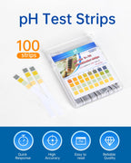 pH Test Strips, 100 Strips, 0-14 Range Universal pH Paper