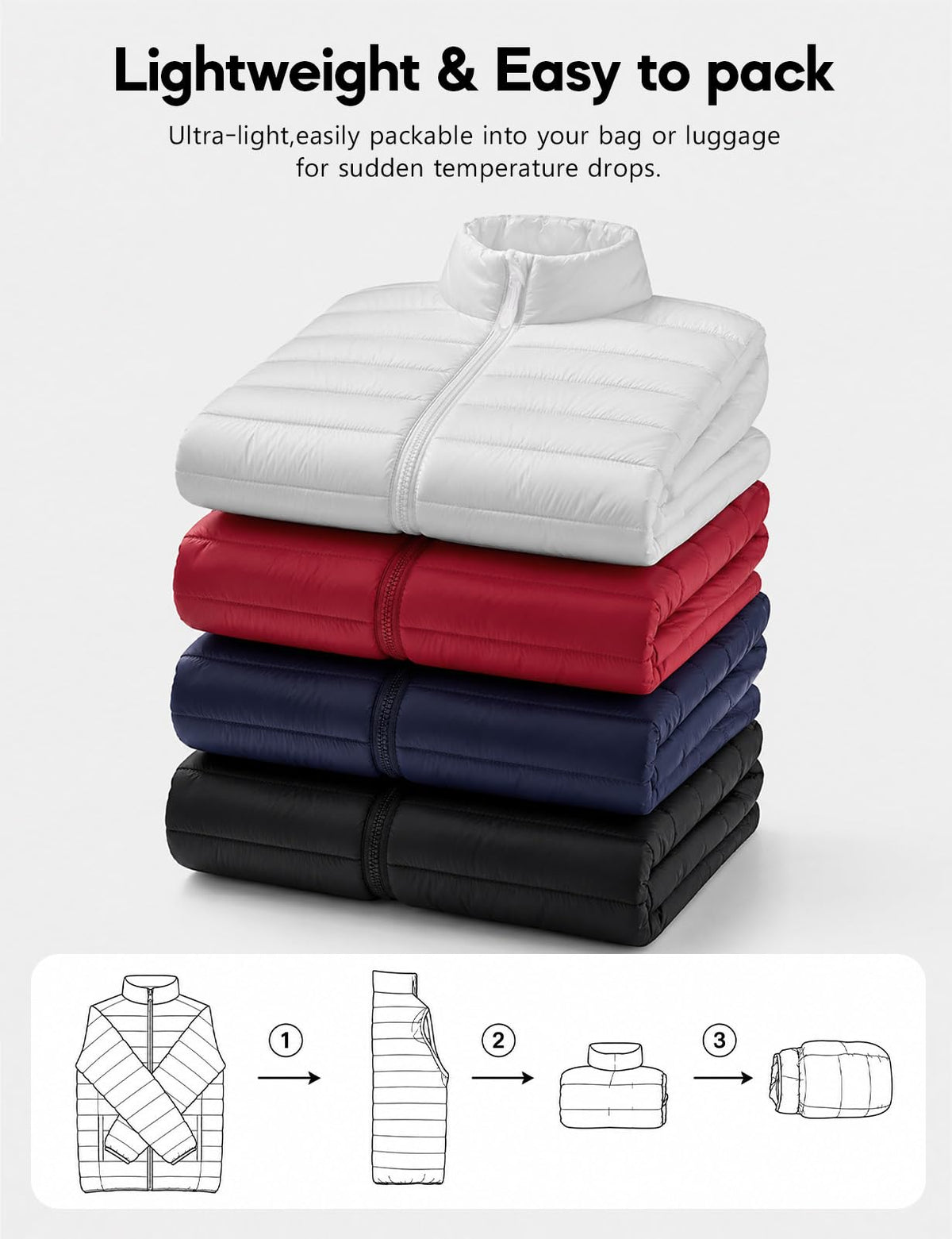 Mens Puffer Jacket Lightweight Winter Insulated Coat