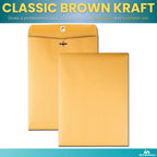 Clasp Envelopes 10x15, Brown Manilla Envelopes with Clasp, Gummed Flaps, 10" x 15" Clasp Envelopes, (100)