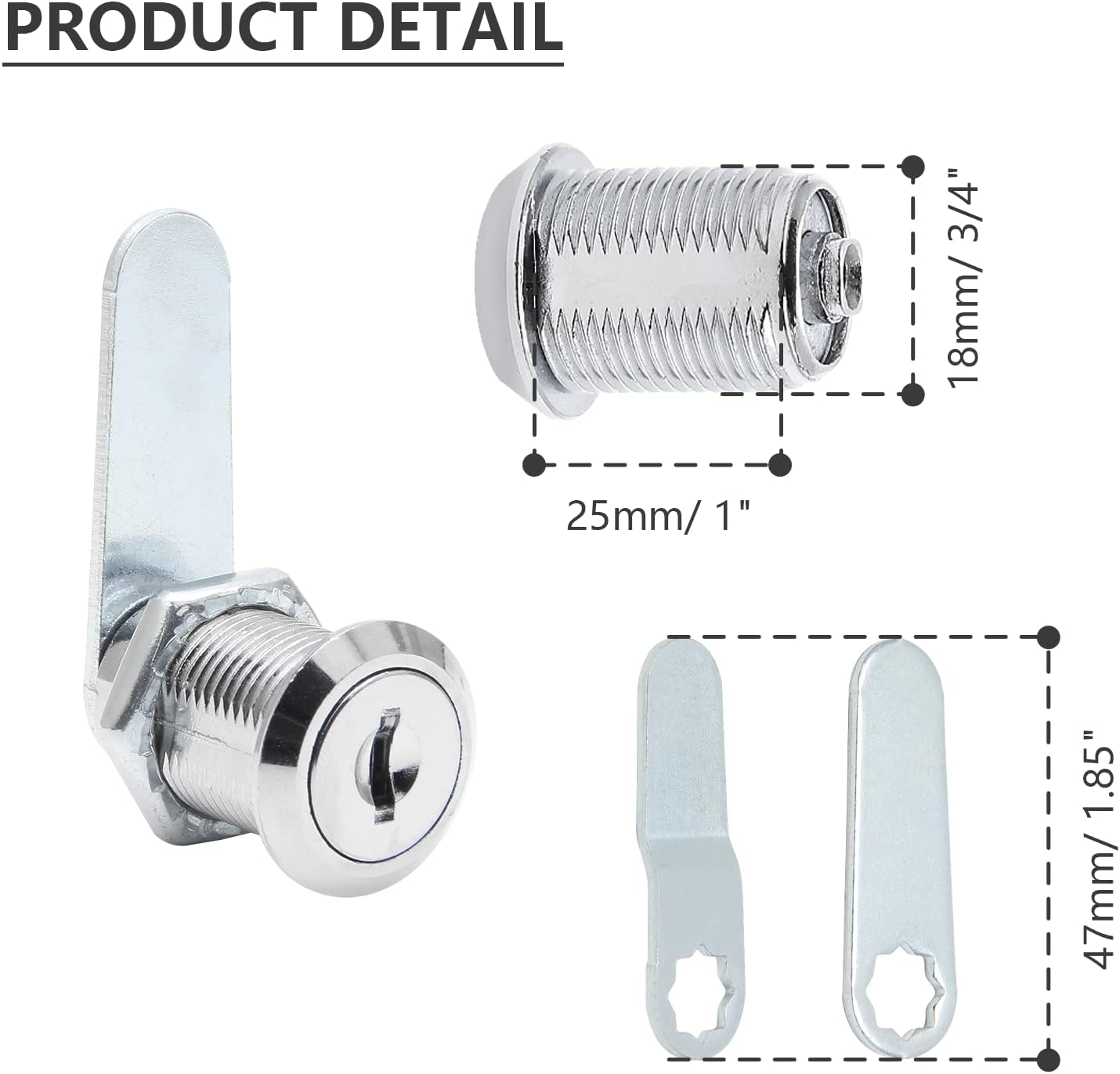 6 Pack Cabinet Cam Locks Keyed Alike, 1" (25mm) Cam Lock Set | Camlock, Tumbler Locks for Cabinets Drawers Mailbox