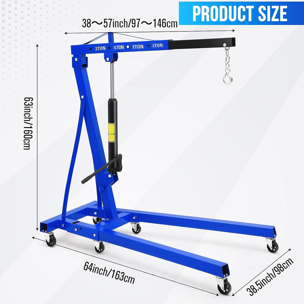 2-Ton Folding Engine Hoist with Leveler, 4400 Lbs Capacity