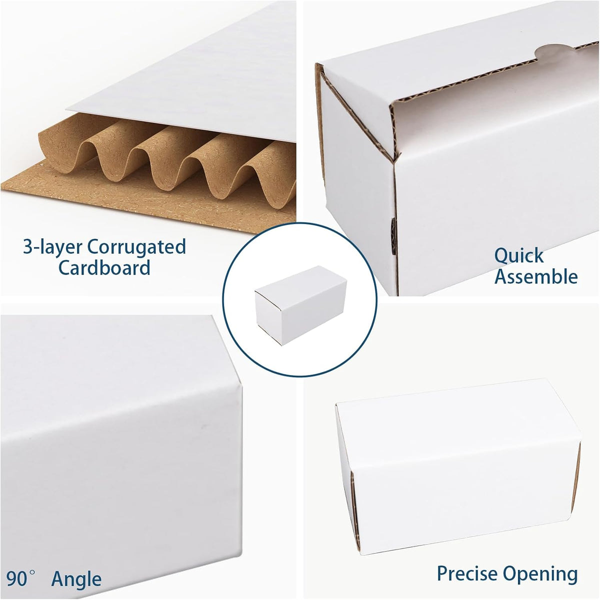 4.6x2.2x2.2 White Shipping Boxes Set of 100, Corrugated Cardboard Mailer Boxes for Packaging Small Business Mailing