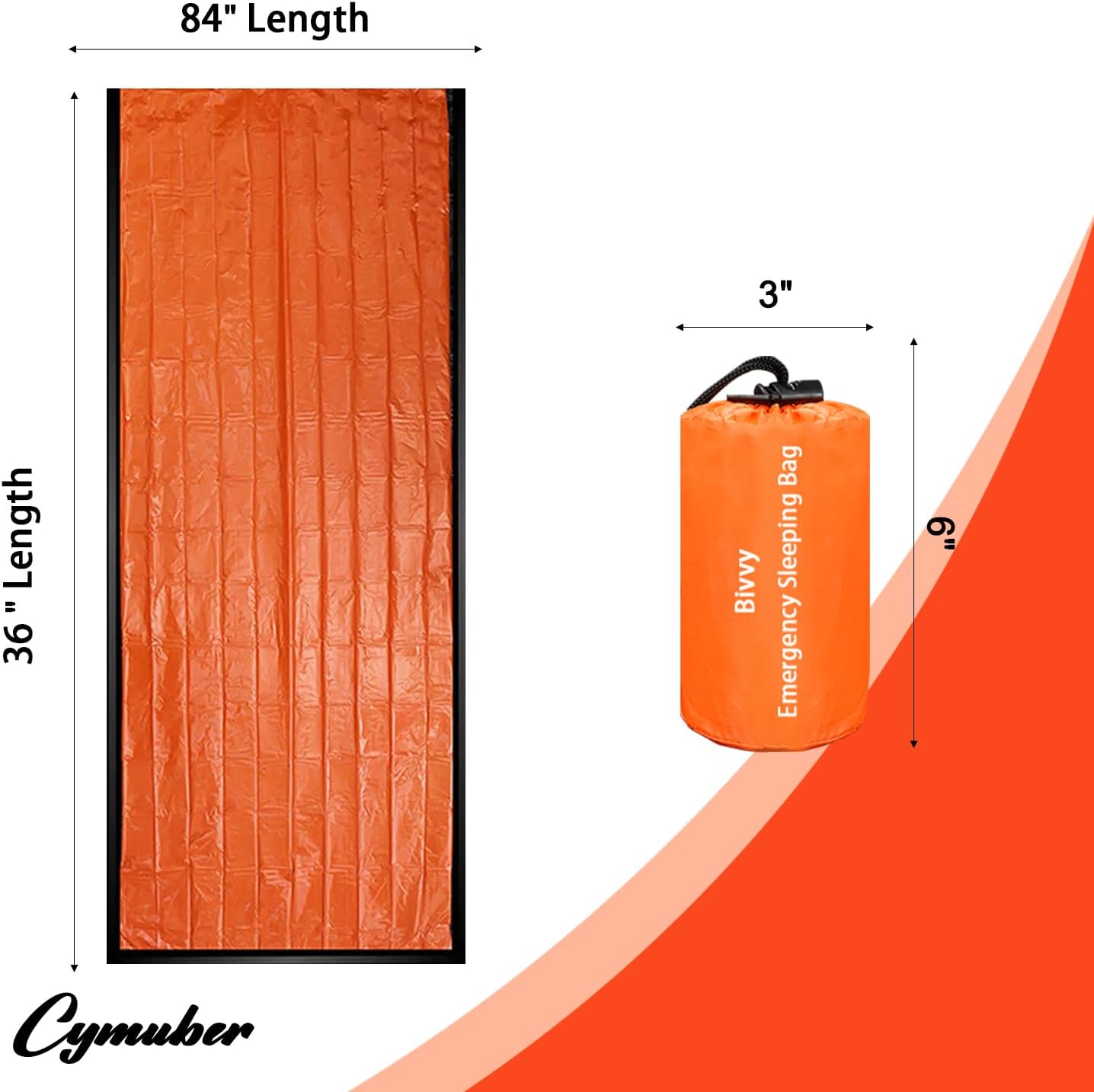 Emergency Sleeping Bag Survival Bag, Cymuber Portable Waterproof Thermal Bivy Sacks Tac Bivvy Bags,Camping Mylar