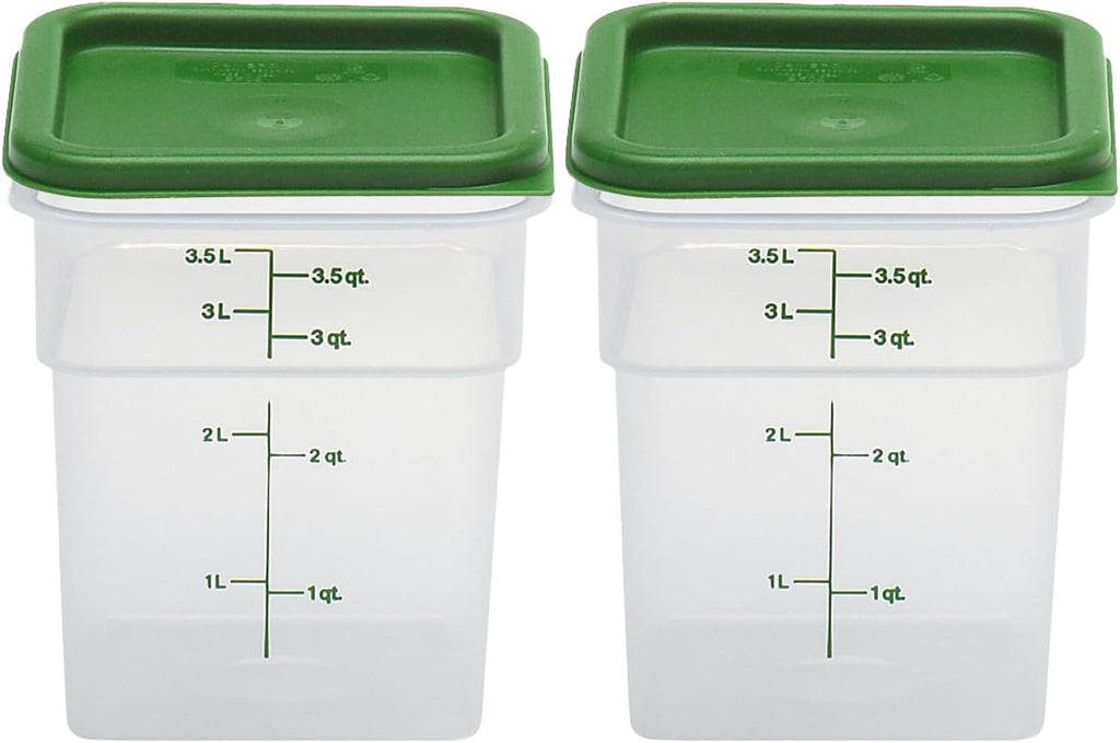 Food Storage Container with Lid (Microwave Safe and BPA-Free) - 2 Pack - Classic Series Square with Green Lid - 4 QT