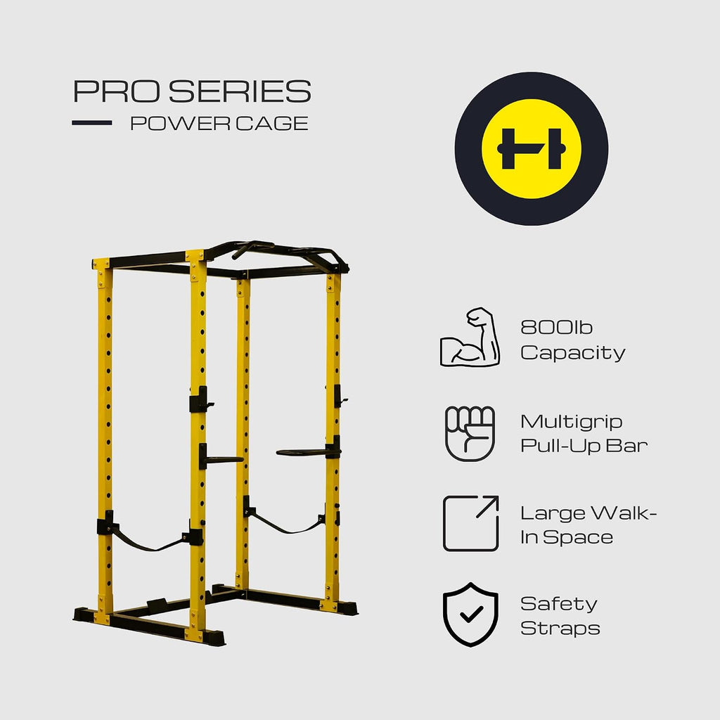 Power Rack, Multi-Function Squat Rack with LAT Pull Down, Power Cage with Pulley System, Strength Training Home Gym