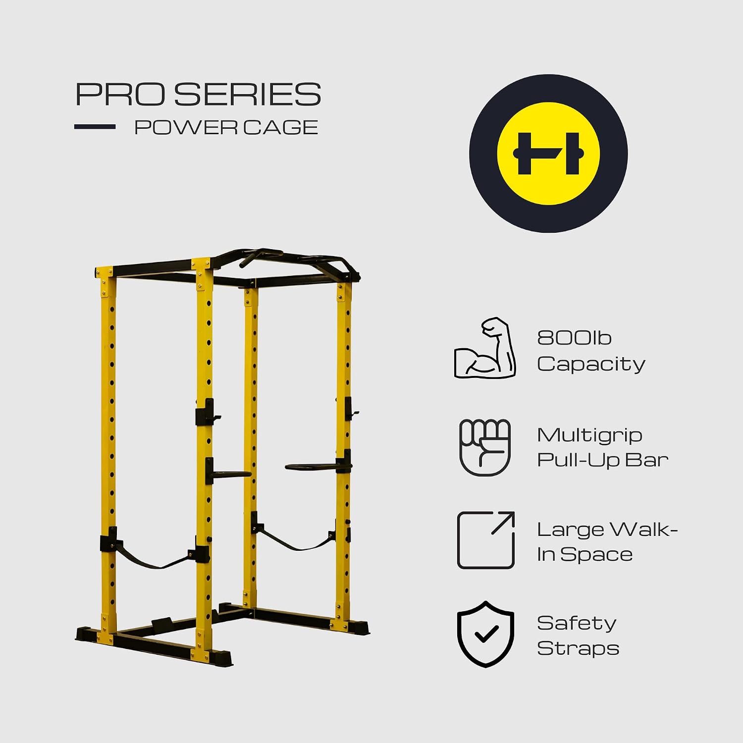 Power Rack, Multi-Function Squat Rack with LAT Pull Down, Power Cage with Pulley System, Strength Training Home Gym
