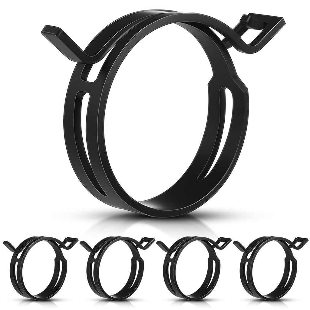 5 Pieces Constant Tension Band Hose Clamps Black Fuel Line Clips 12mm Width (43.5mm - 53mm)