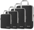 Compression Packing Cubes, 4pcs Expandable Storage Travel Luggage Bags Organizers(Black)
