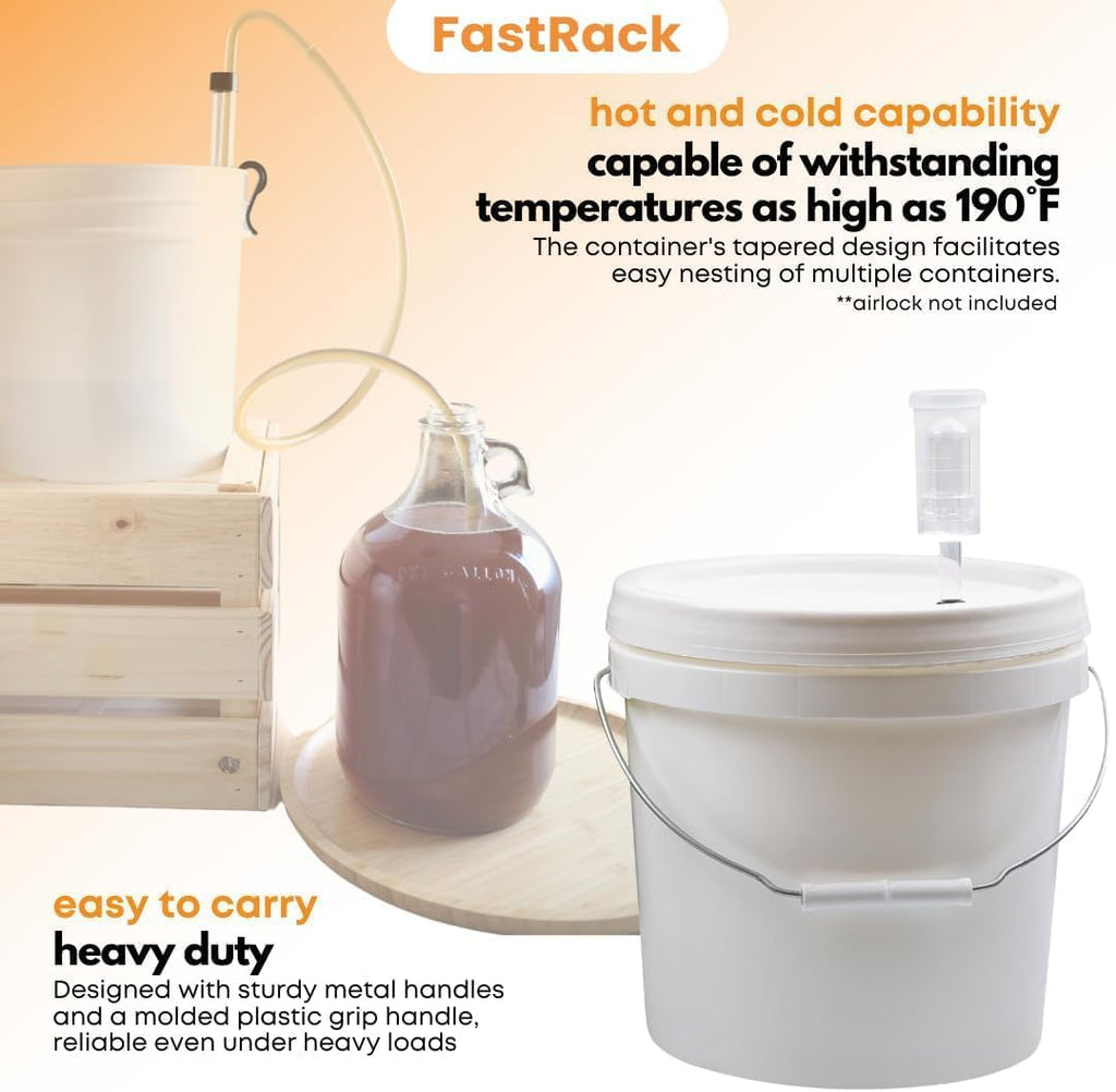 2 Gallon Fermentation Bucket with Lid, Grommet & twin bubble airlock (3 Pack)|HDPE Brew Bucket with Handle &
