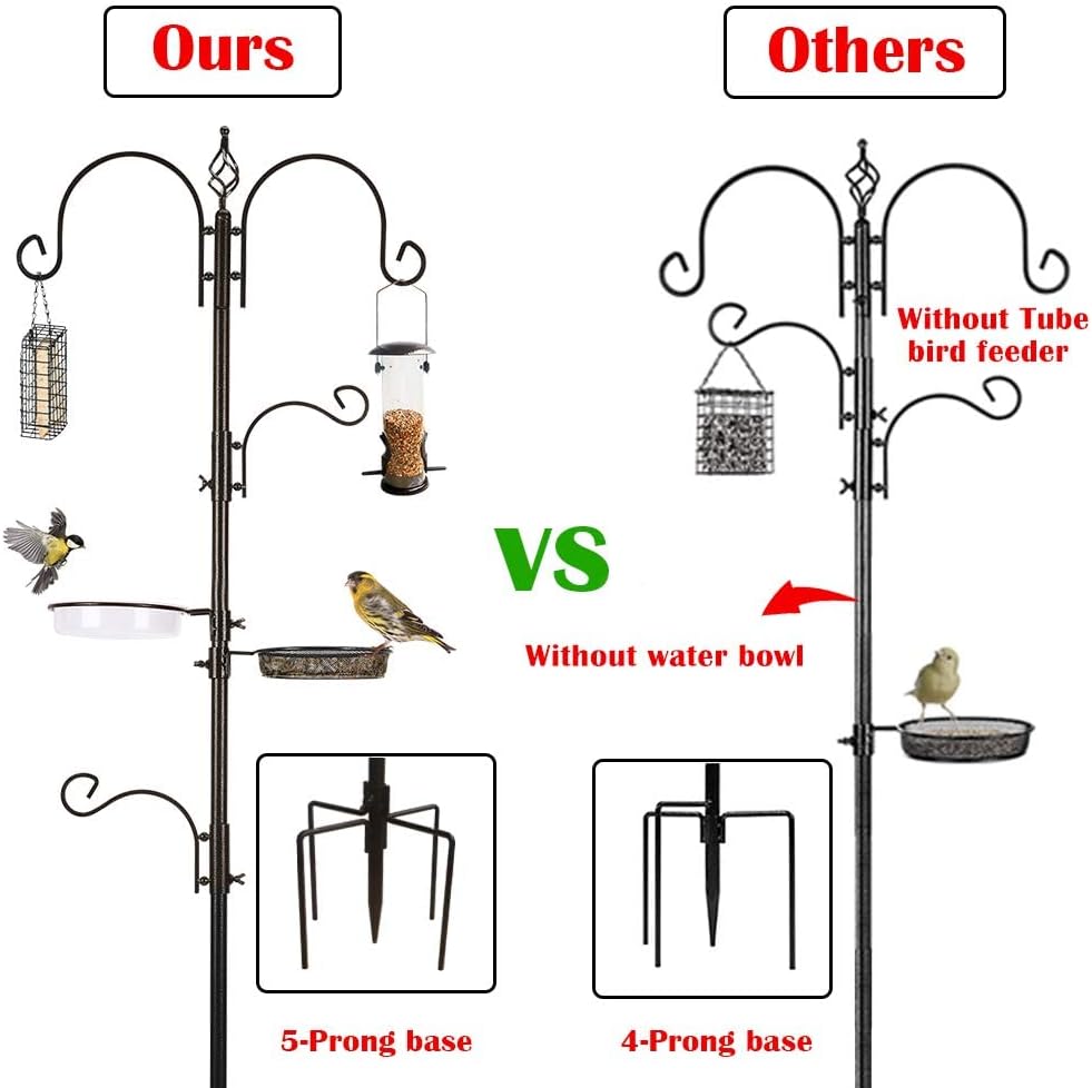Deluxe Bird Feeding Station Kit with Multi Feeder Hanging Pole, Metal Suet Feeder, Bird Bath, Mesh Tray for
