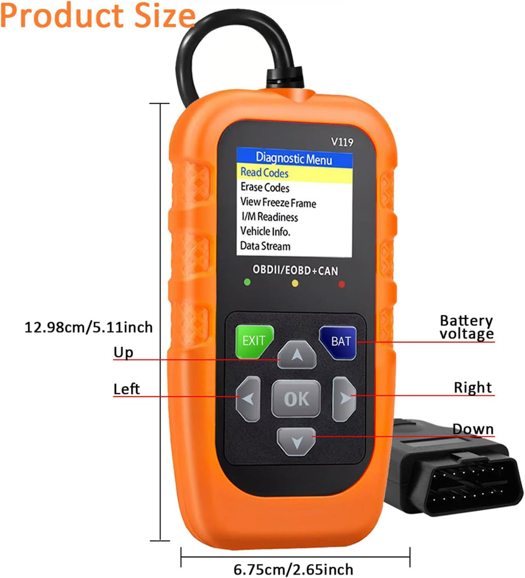 V119 OBD2 Scanner Code Reader, Check Engine Light Diagnostic Tool, Car Voltage Tester for Vehicles Since 1996