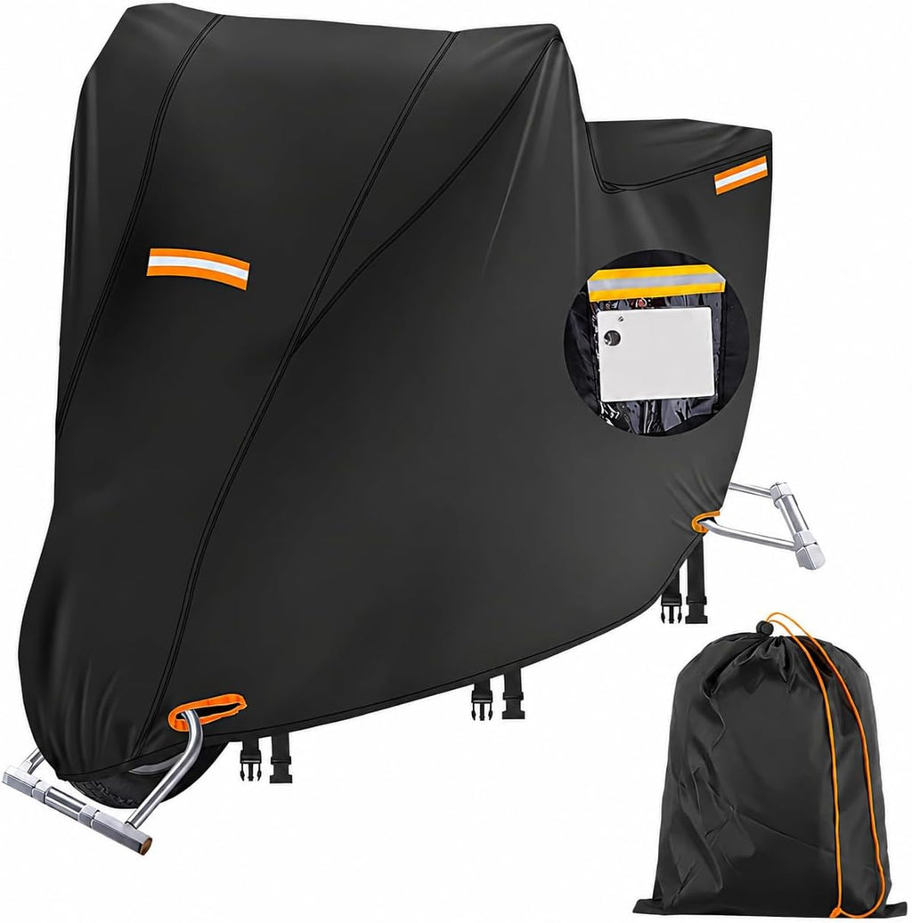 Motorcycle Covers Waterproof Outdoor Storage,420D Heavy Duty Motorcycle Tarp,Universal for All Season,with License