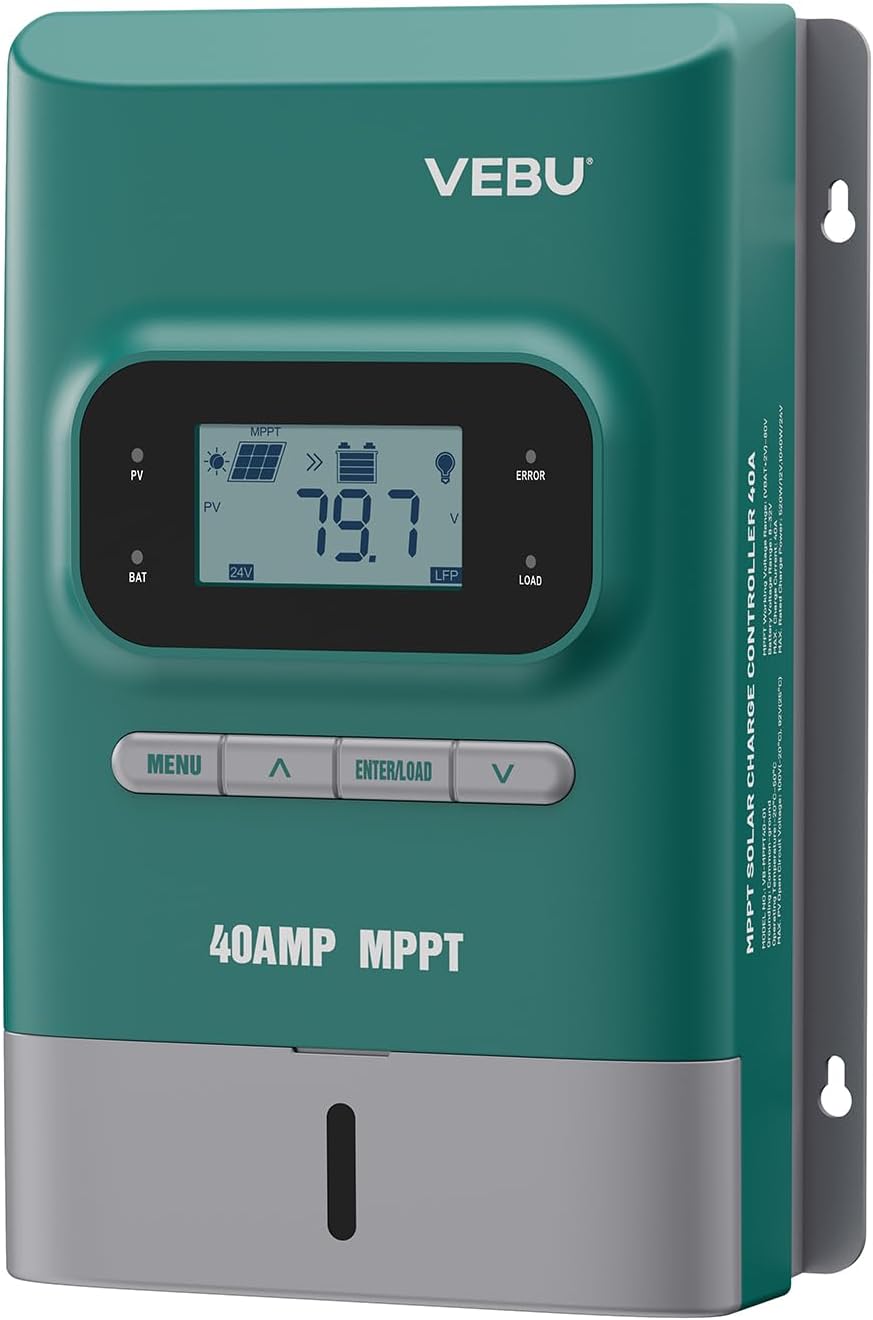 MPPT Solar Charge Controller- Charge Controllers for Solar Panels - 100V, 40 amp, 12/24-Volt