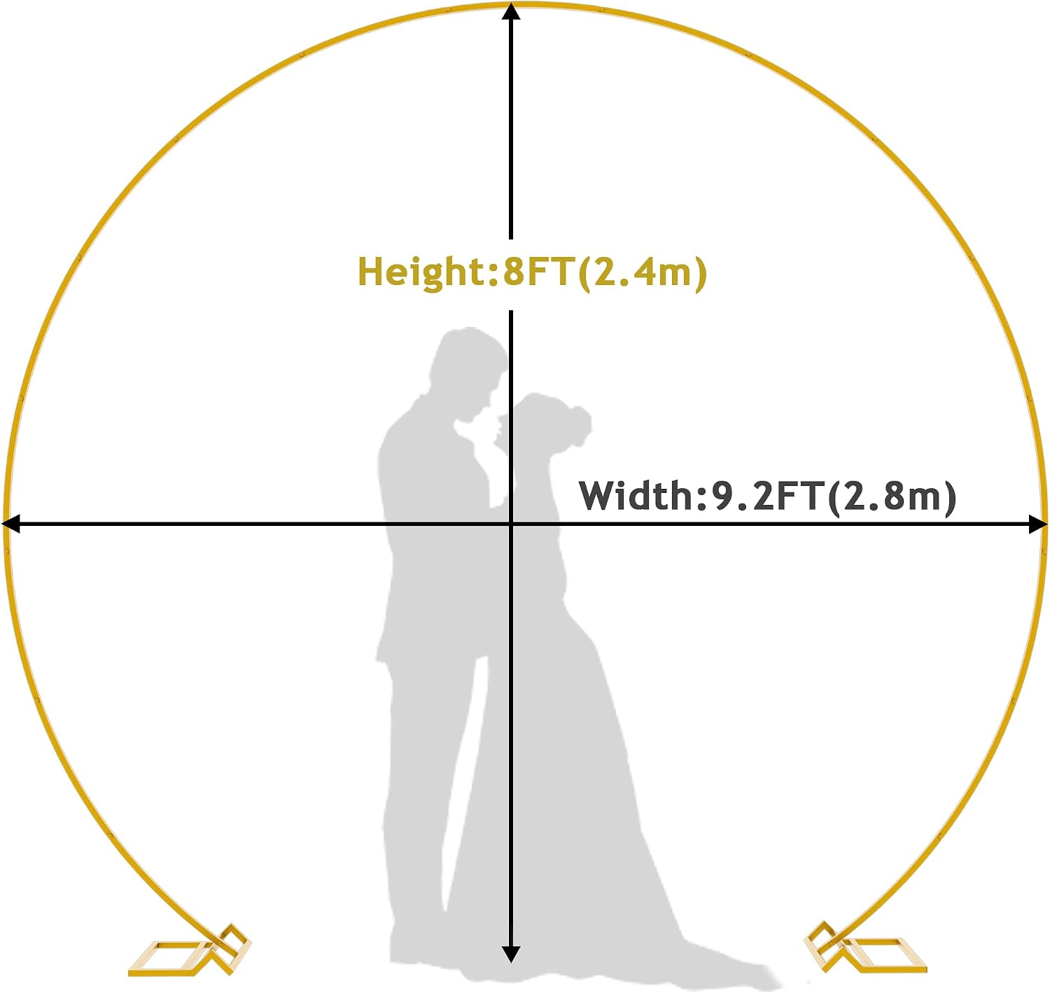 9.2 FT Large Circle Balloon Arch Stand Gold Metal Round Arch Backdrop Stand for Wedding Ceremony Birthday Party