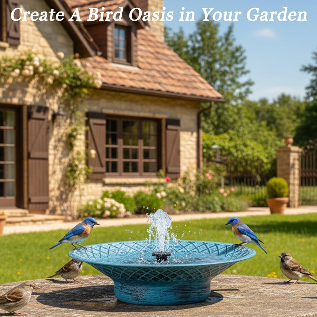 12.6" Bird Baths for Outdoors, Bird Bath Fountains, Bird Bath Feeder