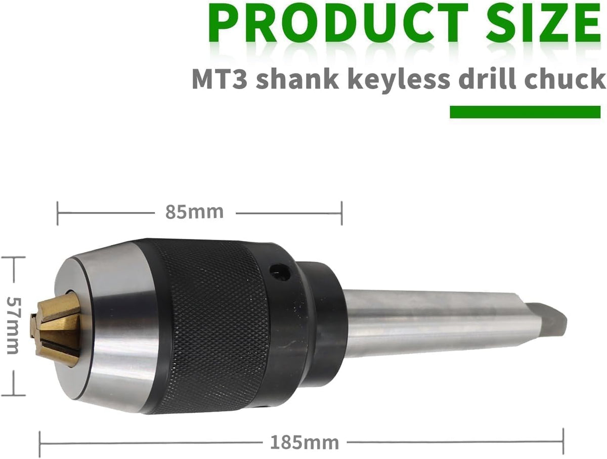 1/8"-5/8" Heavy Duty MT3 Shank Lathe Keyless Drill Chuck