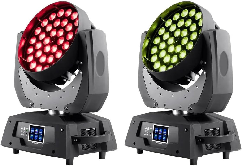 Stage Wash Moving Head Stage Light (RGBW) 36x 10-Watt LEDs, 16-Channel DMX Mode, Touch Screen Menu, With Zoom - Stage