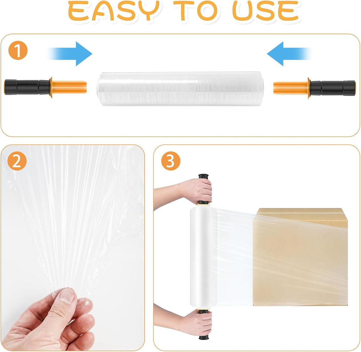 Stretch Film Roll with Handles 15 Inch x 1000 Feet
