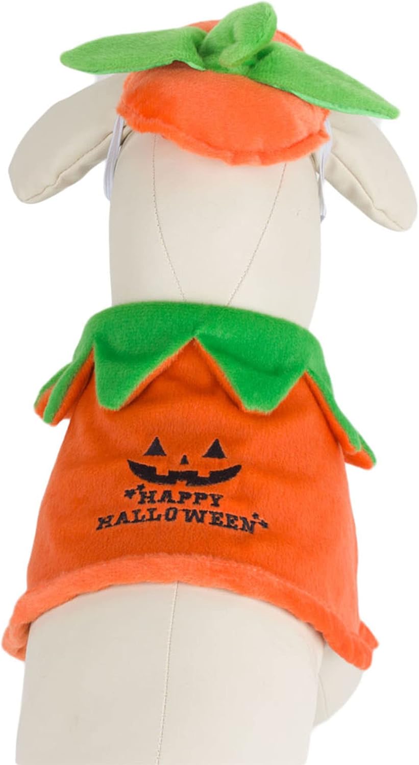 Halloween Pumpkin Dog Costume, Orange Dog Pumpkin Hat Cloak Set